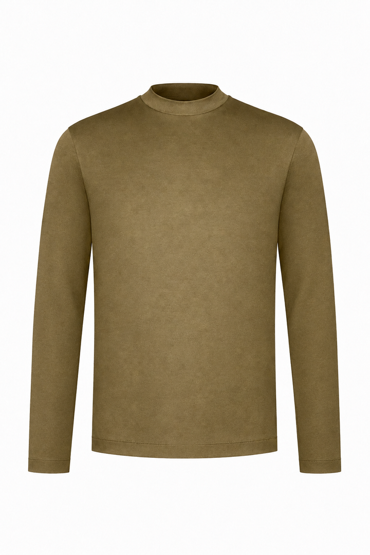 T-shirt manches longues coton mercerisé · Olive