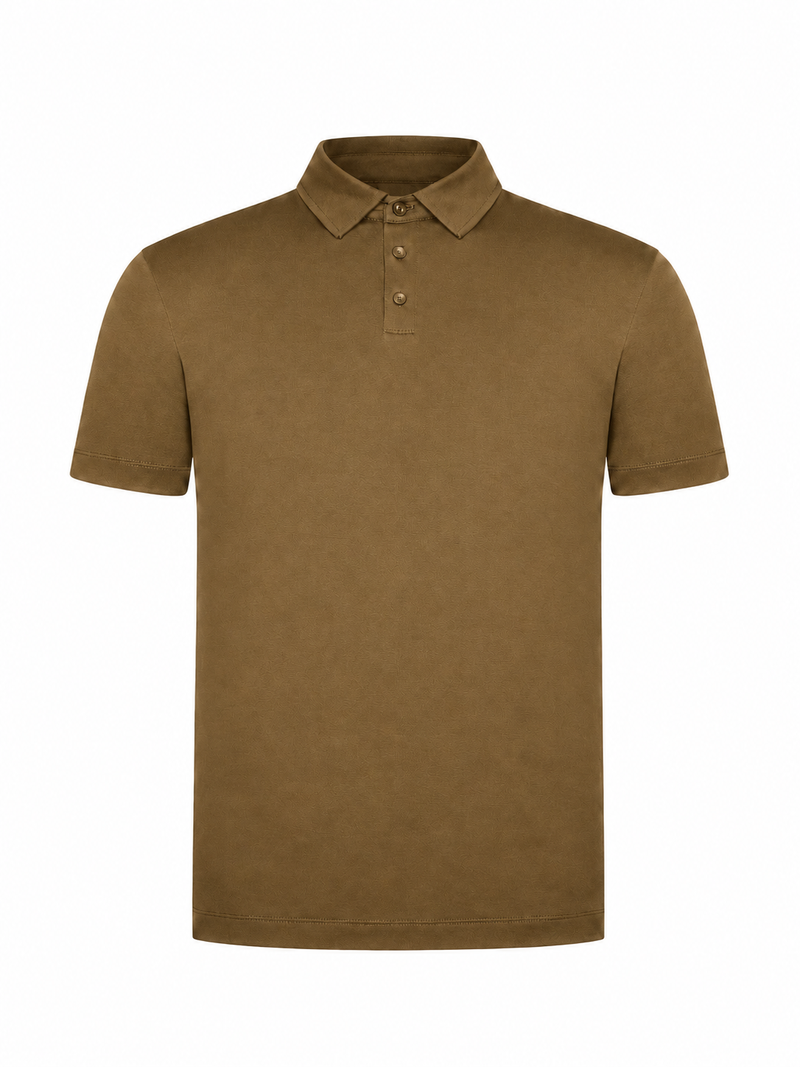 Polo coton mercerisé · Marron