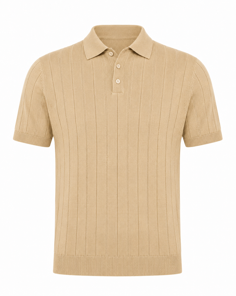 Polo rayé coton mercerisé · Beige