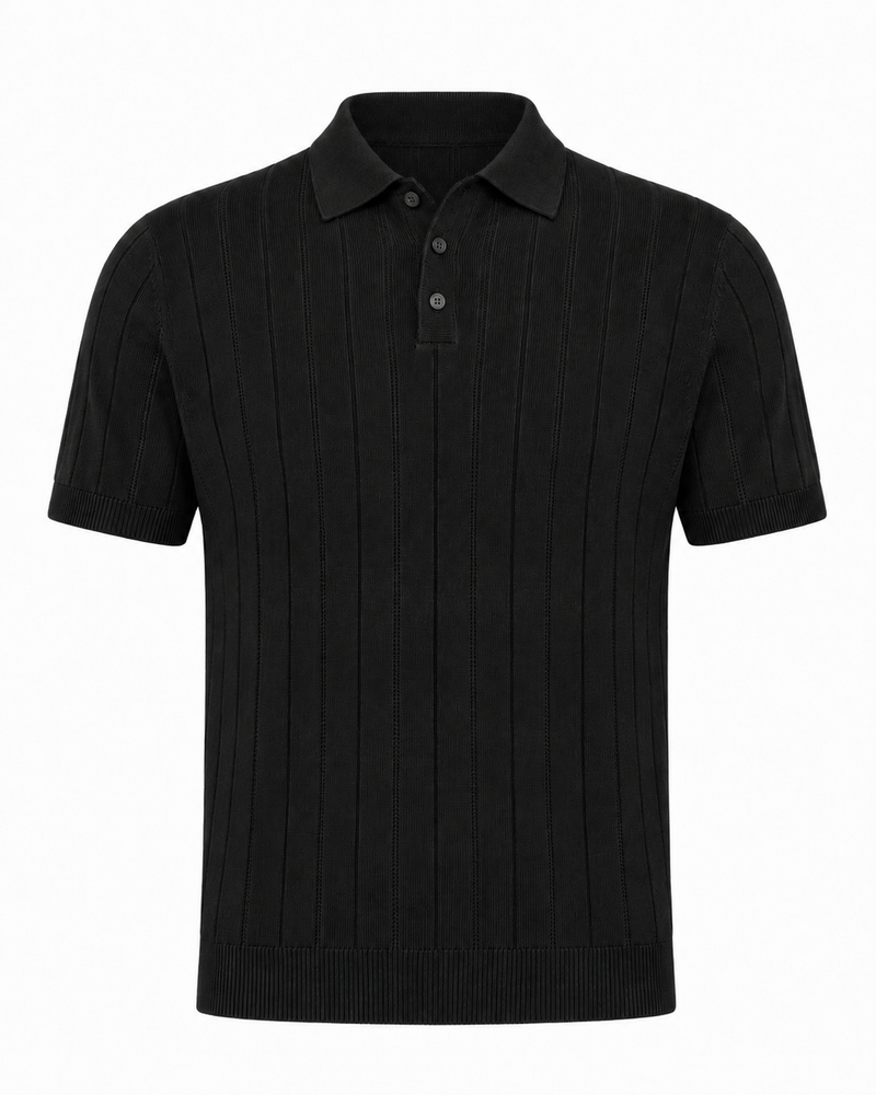 Polo rayé coton mercerisé · Noir