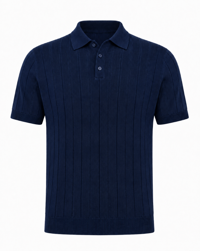 Polo rayé coton mercerisé · Marine