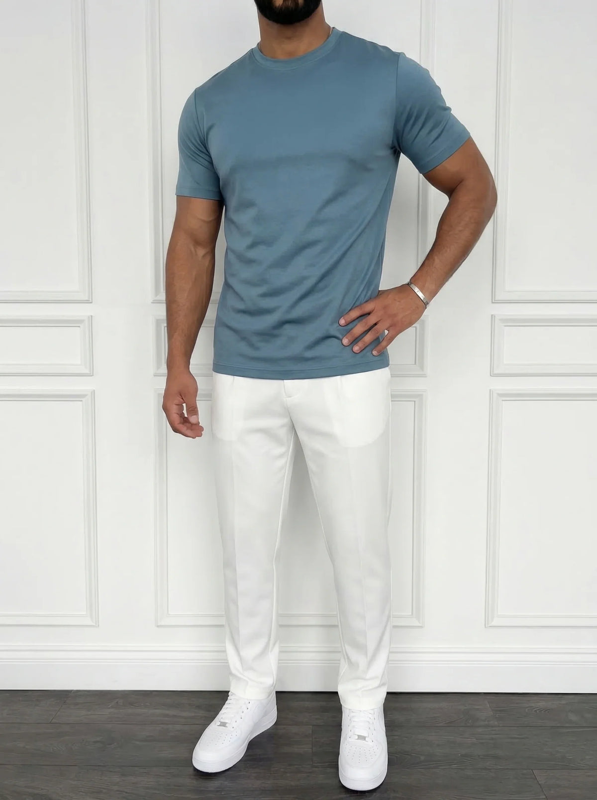 T-shirt coton mercerisé Bleu poussière — Karlan