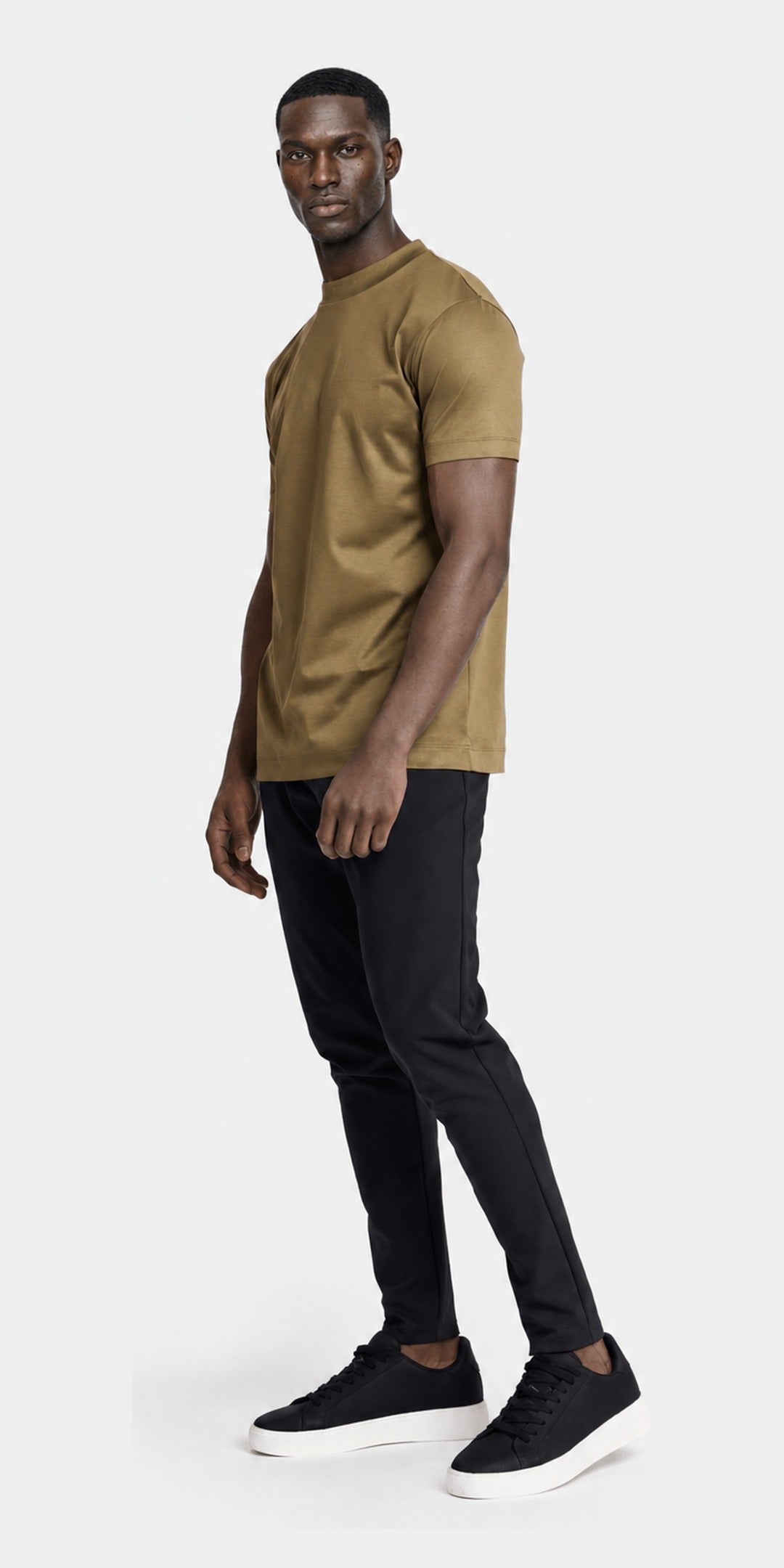 Polo manches longues coton mercerisé · Vert olive — photo 1