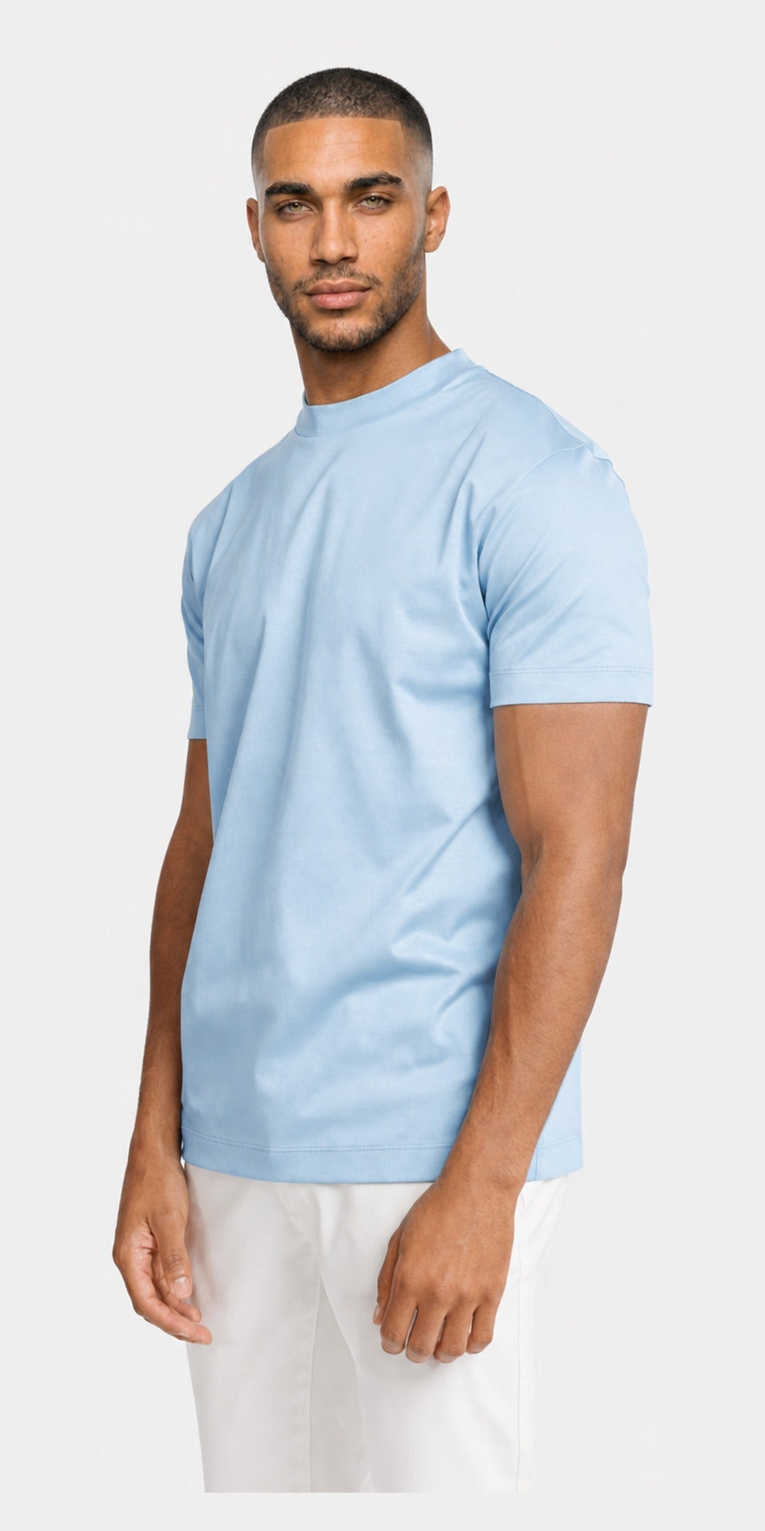 Polo manches longues coton mercerisé · Bleu clair — photo 2