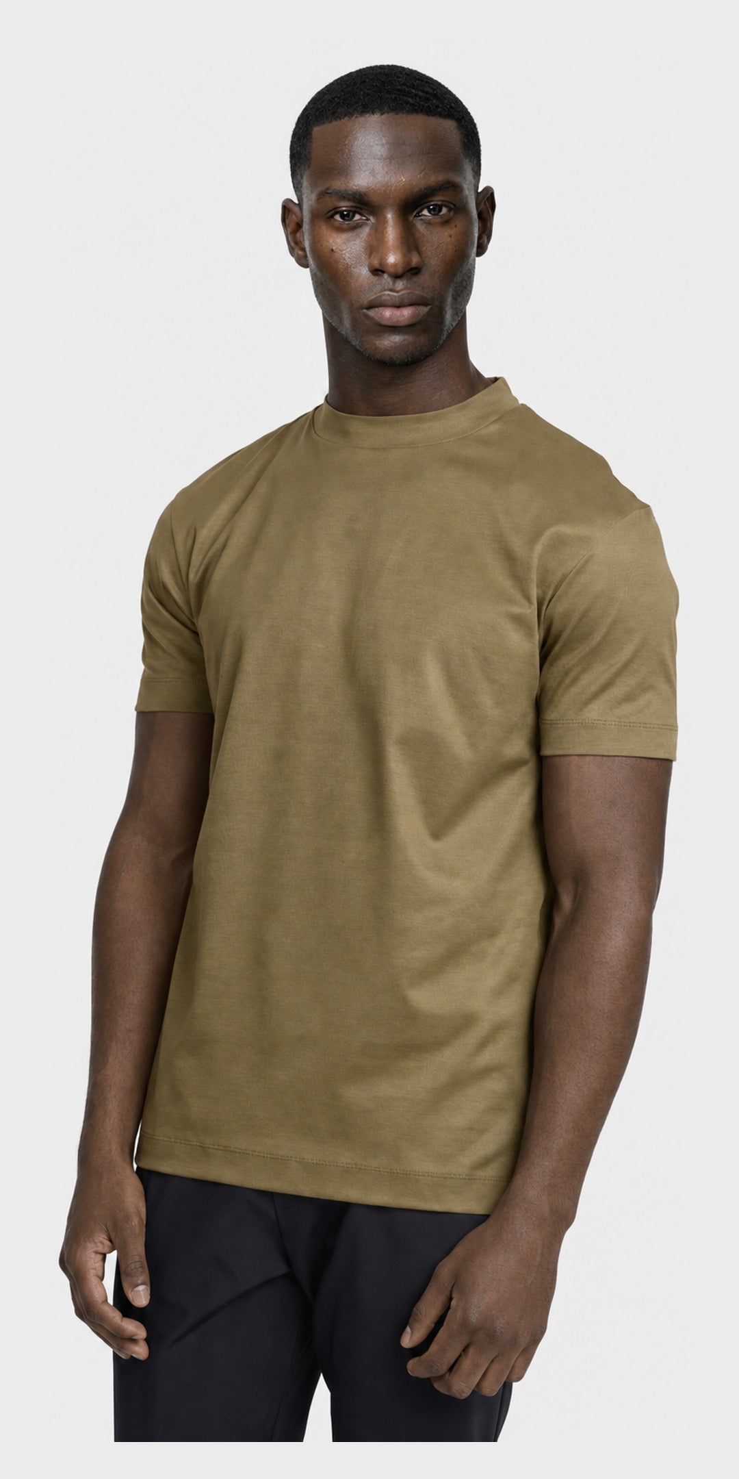 Polo manches longues coton mercerisé · Vert olive — photo 2