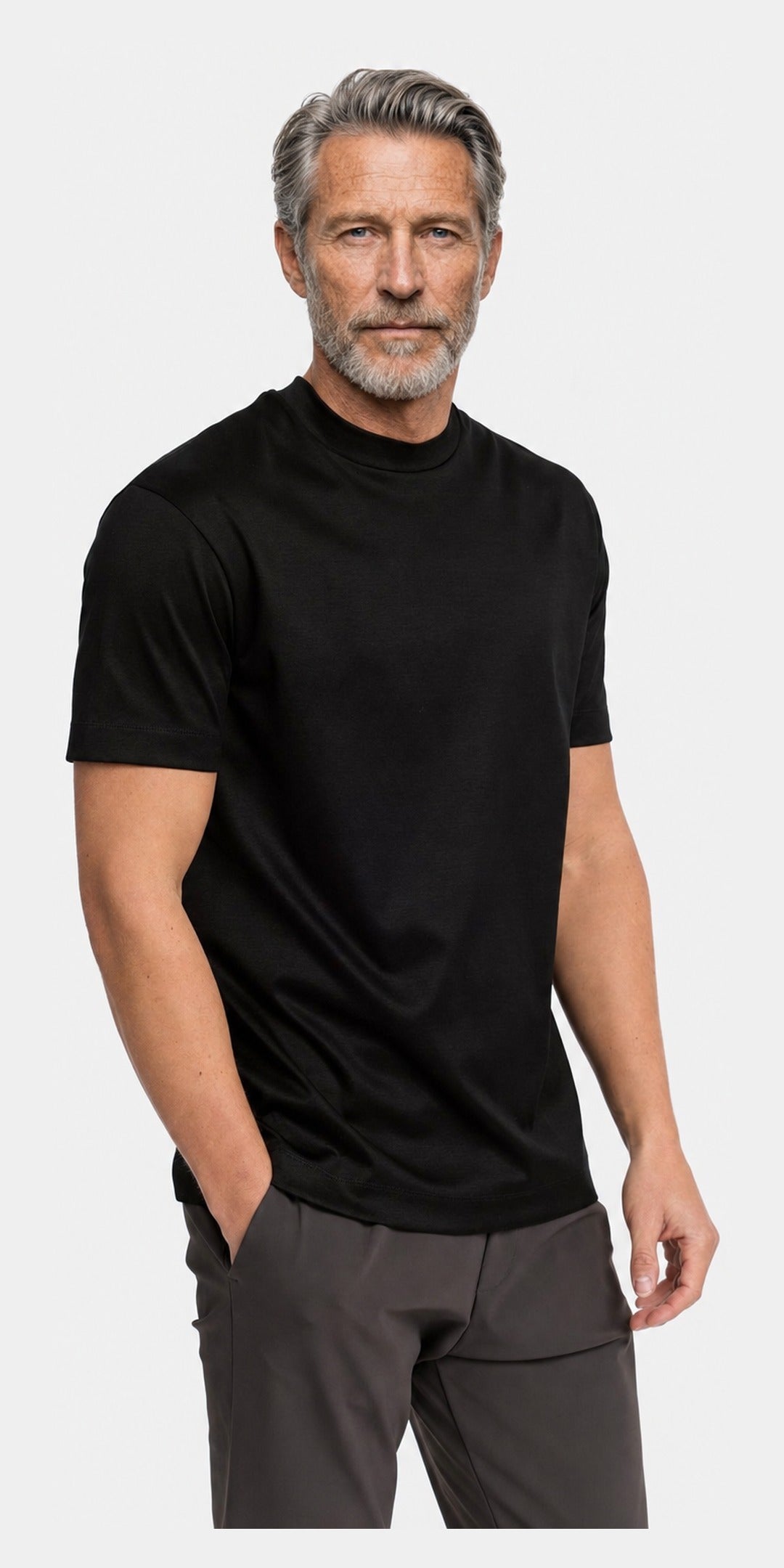 Polo manches longues coton mercerisé · Noir — photo 3
