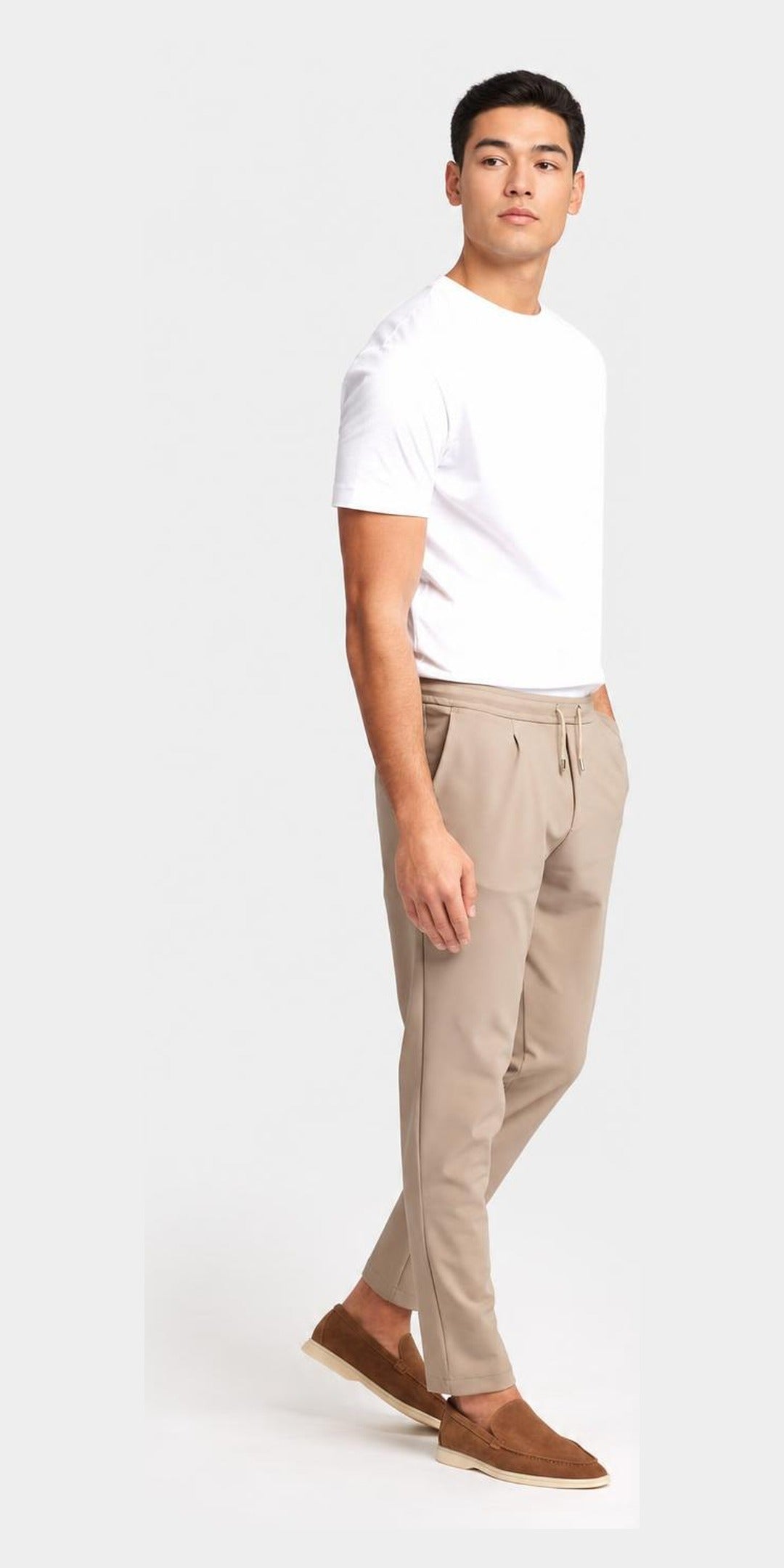 Pantalon coton stretch · Beige — photo 3