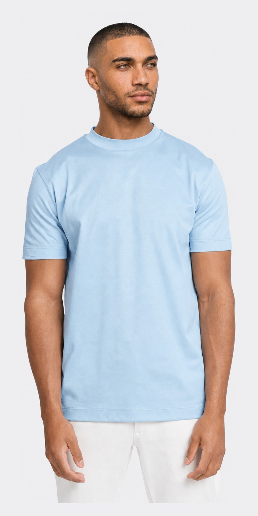 Polo manches longues coton mercerisé · Bleu clair — photo 3