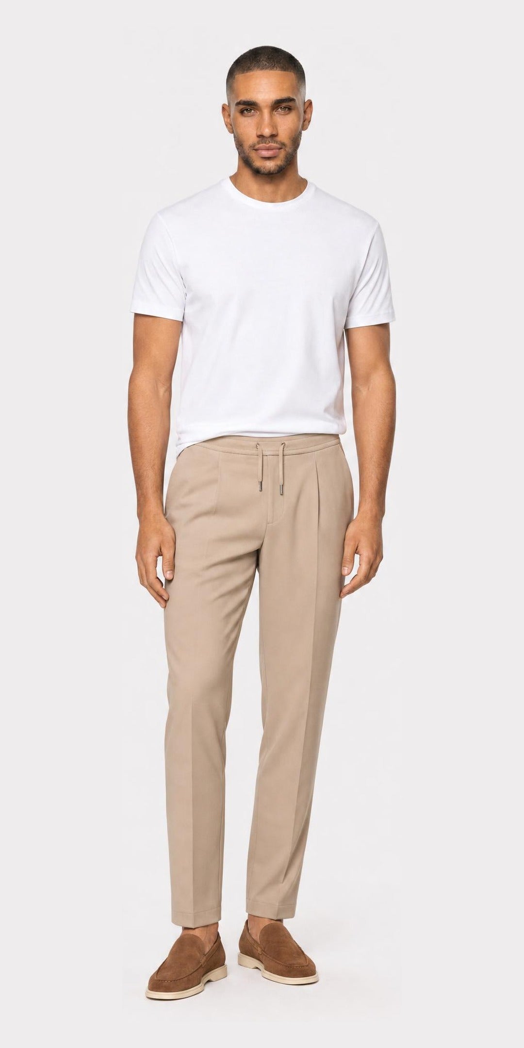 Pantalon coton stretch · Beige — photo 4